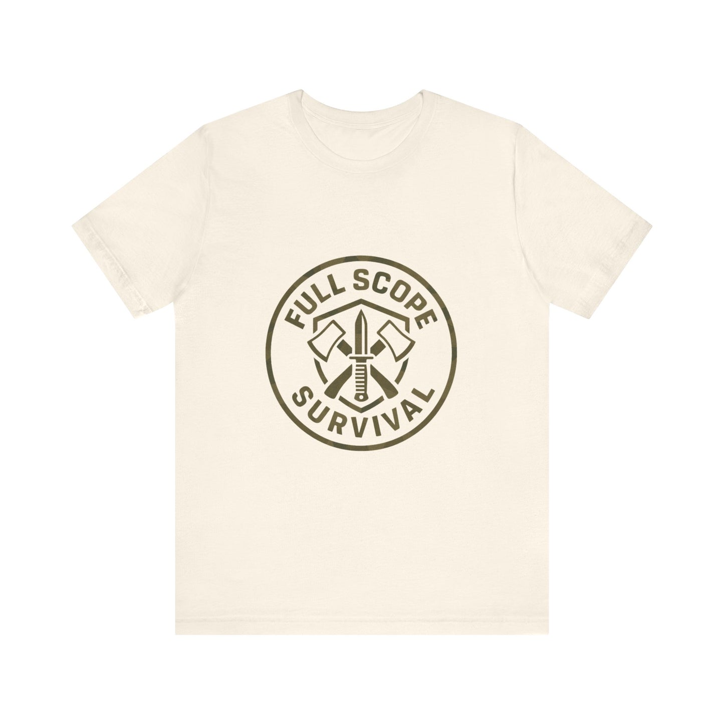 Soft Cotton Short Sleeve Tee with Ribbed Knit Collar - Full Scope Survival 
