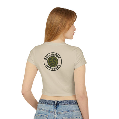 Women's Tough as Nails Women's Crop-Top Tee, Cute Camouflage Skull Shirt, Survival Apparel, Edgy Graphic Tee, Gift for Her, Casual Summer Top