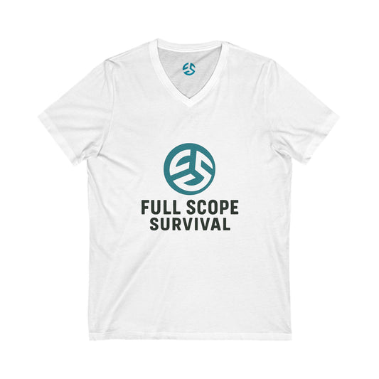 Survival-Themed V-Neck Tee | Adventure Shirt, Gift for Outdoor Lovers, Casual Wear, Survival Enthusiasts, Perfect for Gifts - Full Scope Survival 