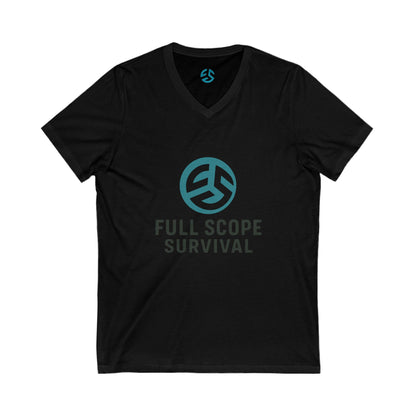 Survival-Themed V-Neck Tee | Adventure Shirt, Gift for Outdoor Lovers, Casual Wear, Survival Enthusiasts, Perfect for Gifts - Full Scope Survival 