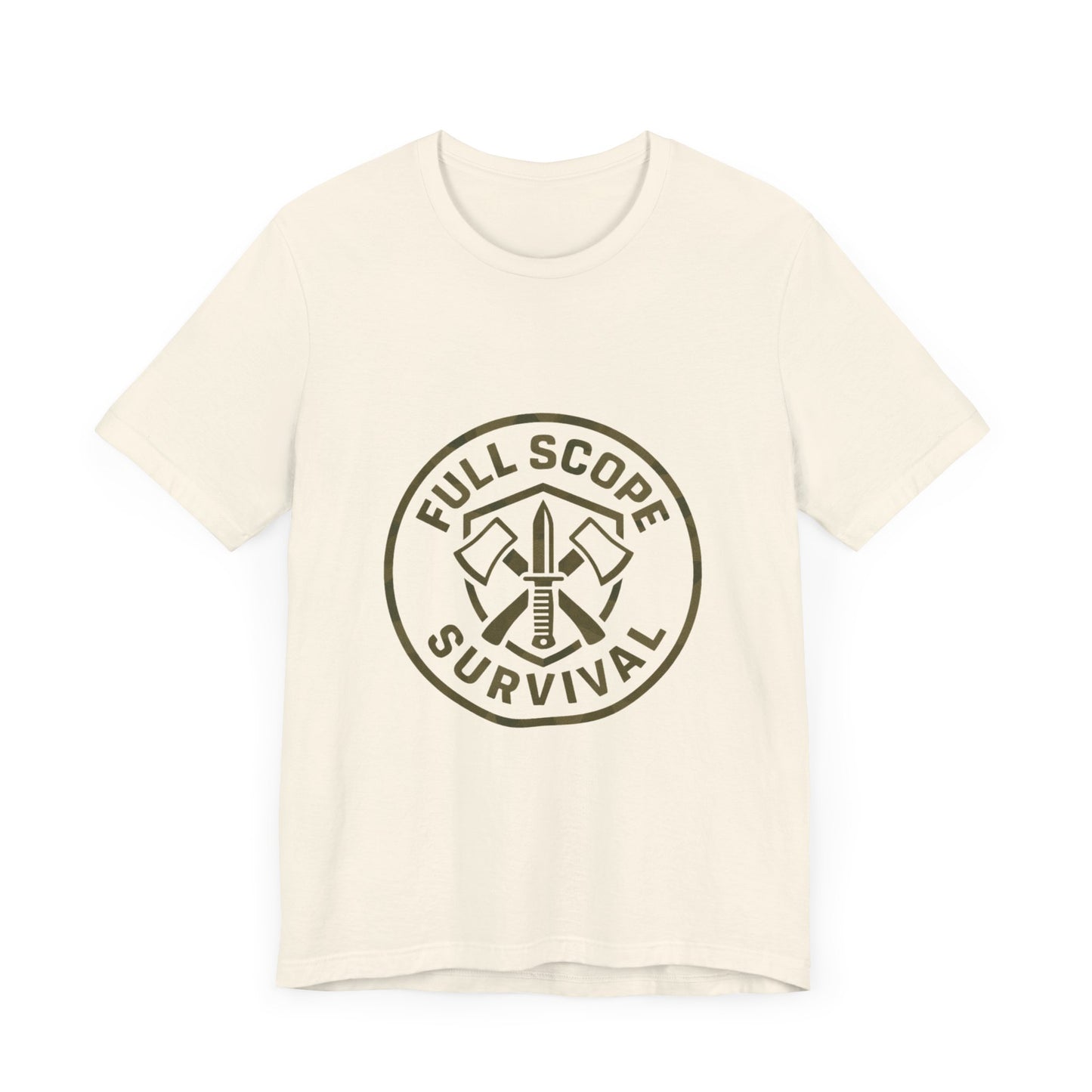 Soft Cotton Short Sleeve Tee with Ribbed Knit Collar - Full Scope Survival 