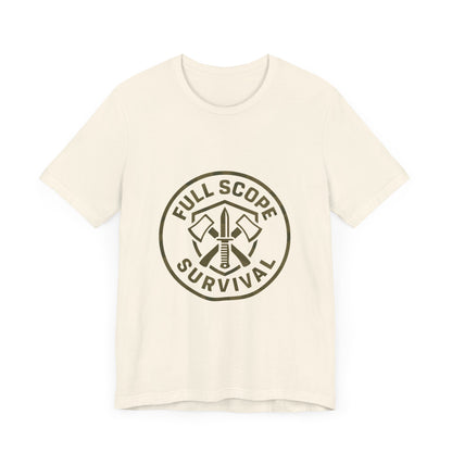 Soft Cotton Short Sleeve Tee with Ribbed Knit Collar - Full Scope Survival 