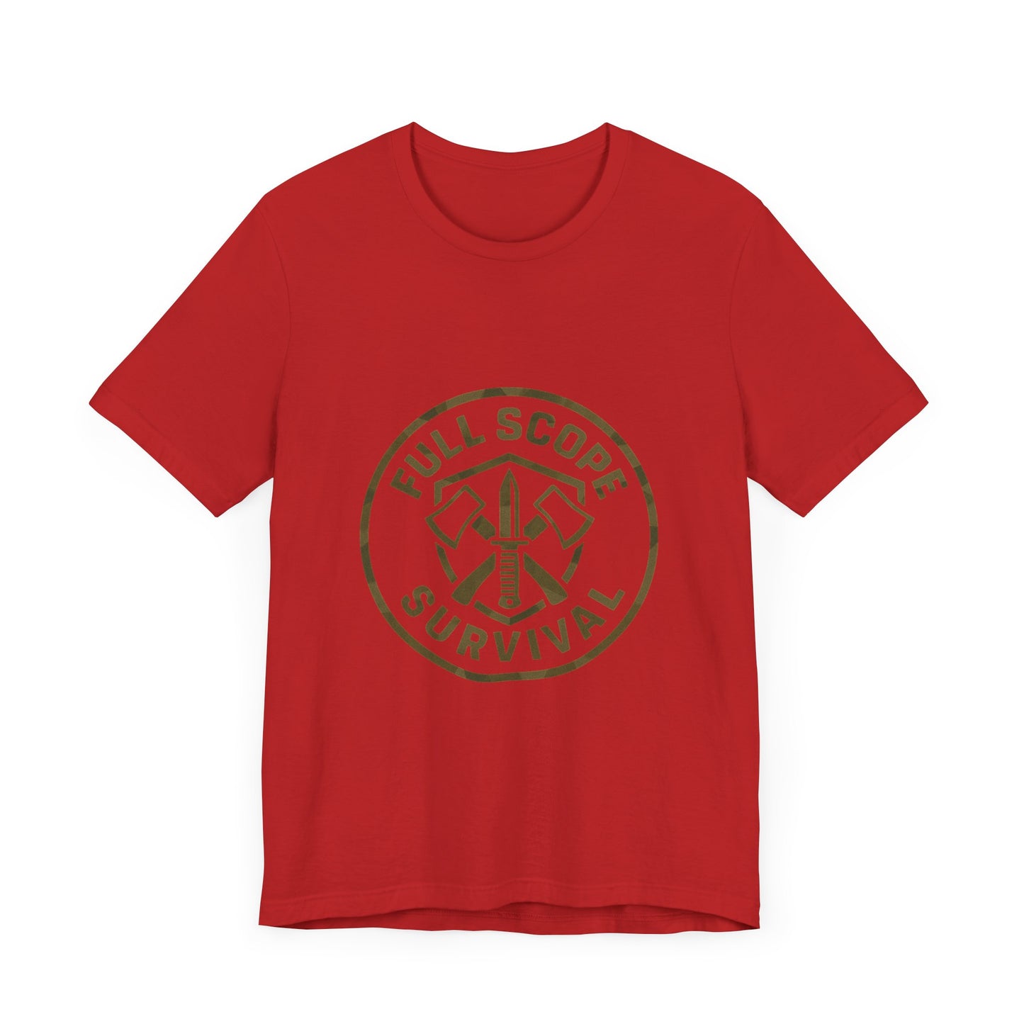Soft Cotton Short Sleeve Tee with Ribbed Knit Collar - Full Scope Survival 
