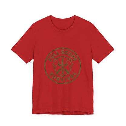 Soft Cotton Short Sleeve Tee with Ribbed Knit Collar - Full Scope Survival 