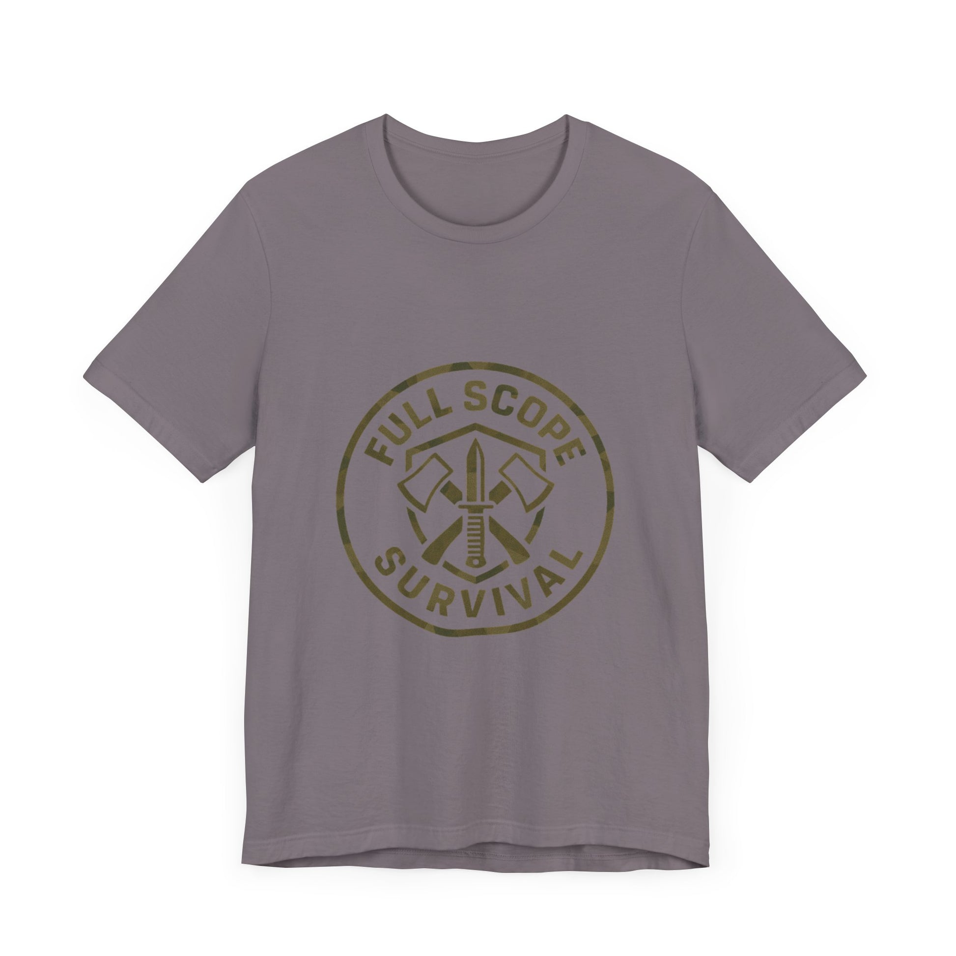 Soft Cotton Short Sleeve Tee with Ribbed Knit Collar - Full Scope Survival 