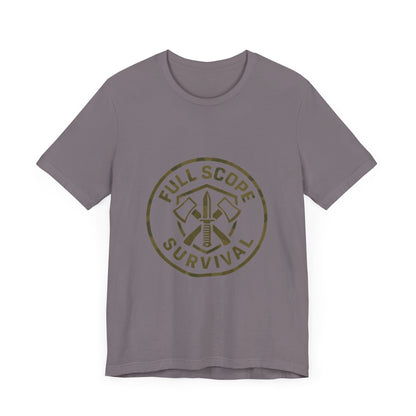 Soft Cotton Short Sleeve Tee with Ribbed Knit Collar - Full Scope Survival 