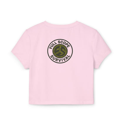 Women's Tough as Nails Women's Crop-Top Tee, Cute Camouflage Skull Shirt, Survival Apparel, Edgy Graphic Tee, Gift for Her, Casual Summer Top