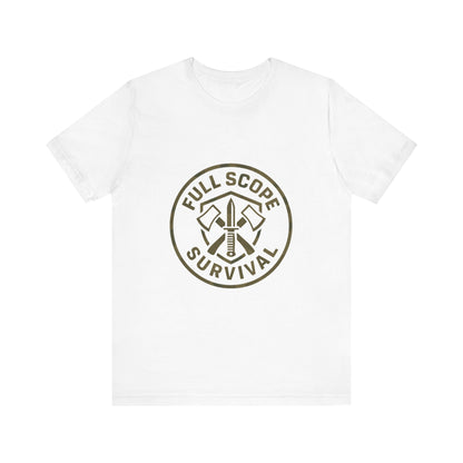Soft Cotton Short Sleeve Tee with Ribbed Knit Collar - Full Scope Survival 