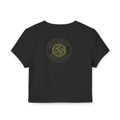 Women's Tough as Nails Women's Crop-Top Tee, Cute Camouflage Skull Shirt, Survival Apparel, Edgy Graphic Tee, Gift for Her, Casual Summer Top