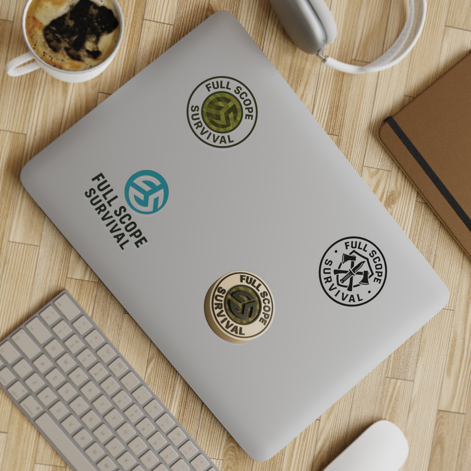 Survival-Themed Sticker Sheet Bundle | 5pcs of Motivational Decals for Adventurers, Laptop, Journal, Car, Gift Idea - Full Scope Survival 