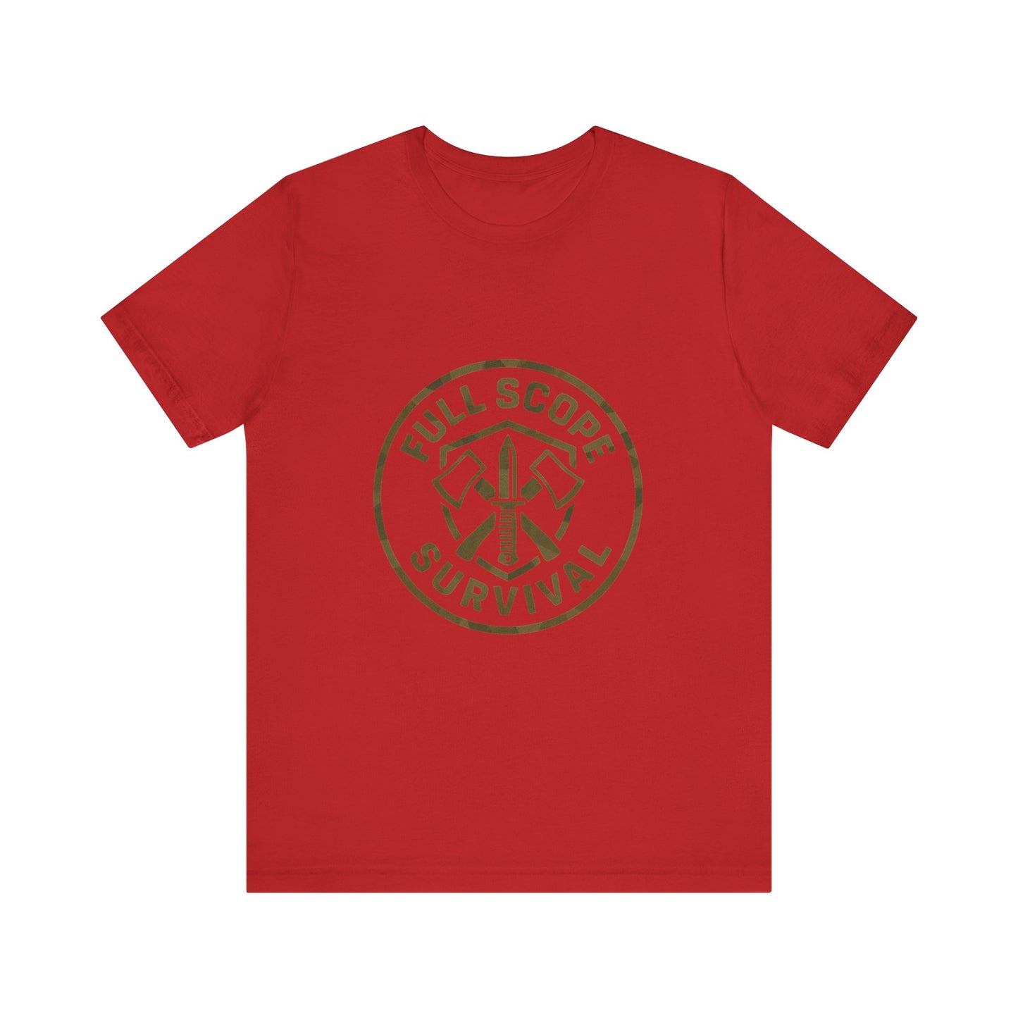 Soft Cotton Short Sleeve Tee with Ribbed Knit Collar - Full Scope Survival 