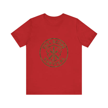 Soft Cotton Short Sleeve Tee with Ribbed Knit Collar - Full Scope Survival 