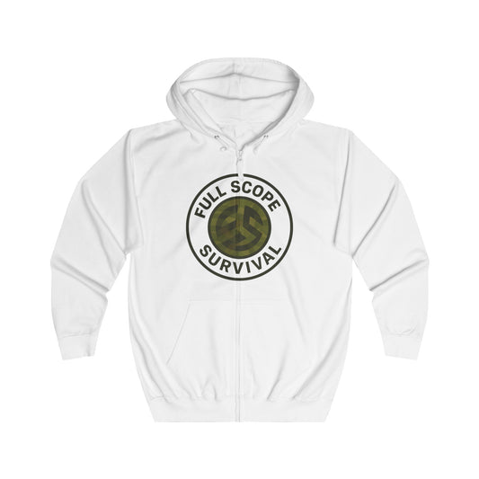 Survival Logo Hoodie, Full Zip Hoodie, Outdoor Gear, Survivalist Apparel, Adventure Wear, Camping Hoodie - Full Scope Survival 