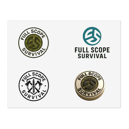 Survival-Themed Sticker Sheet Bundle | 5pcs of Motivational Decals for Adventurers, Laptop, Journal, Car, Gift Idea - Full Scope Survival 
