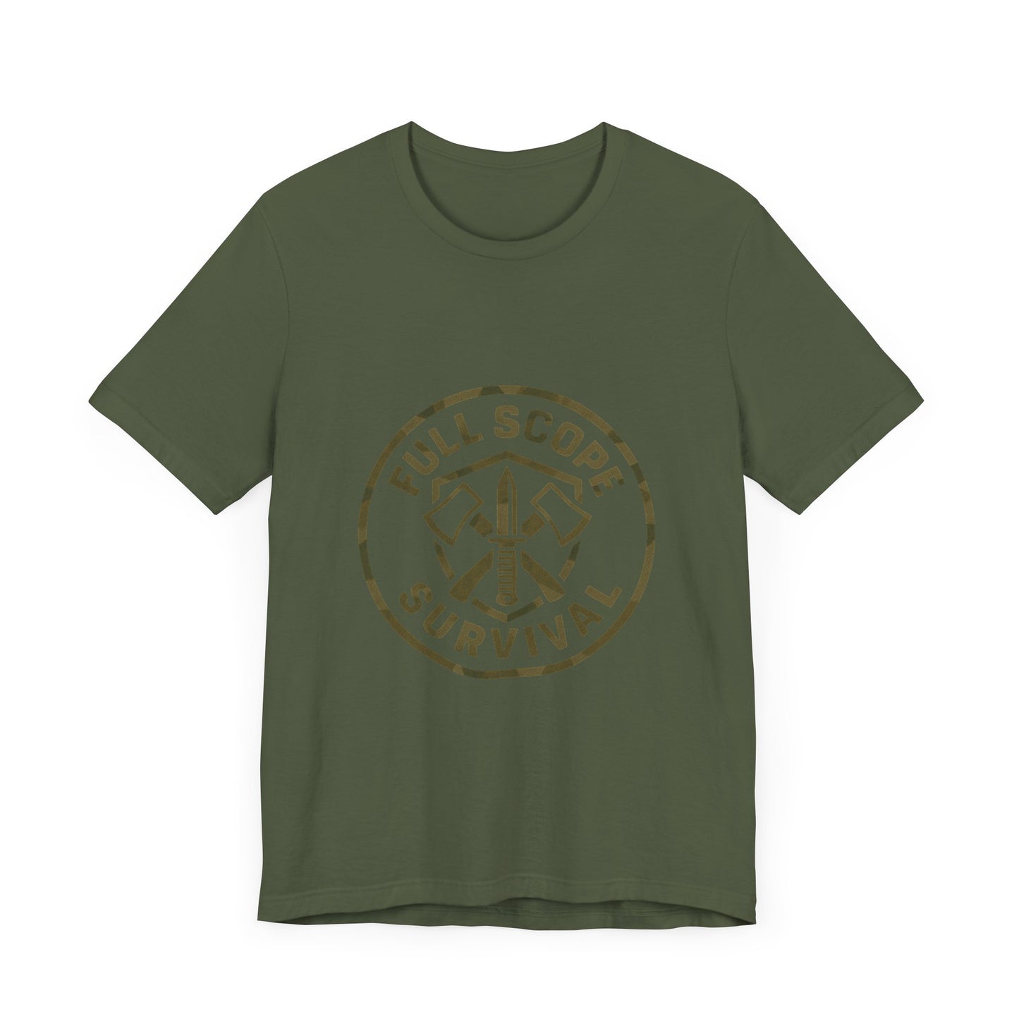Soft Cotton Short Sleeve Tee with Ribbed Knit Collar - Full Scope Survival 