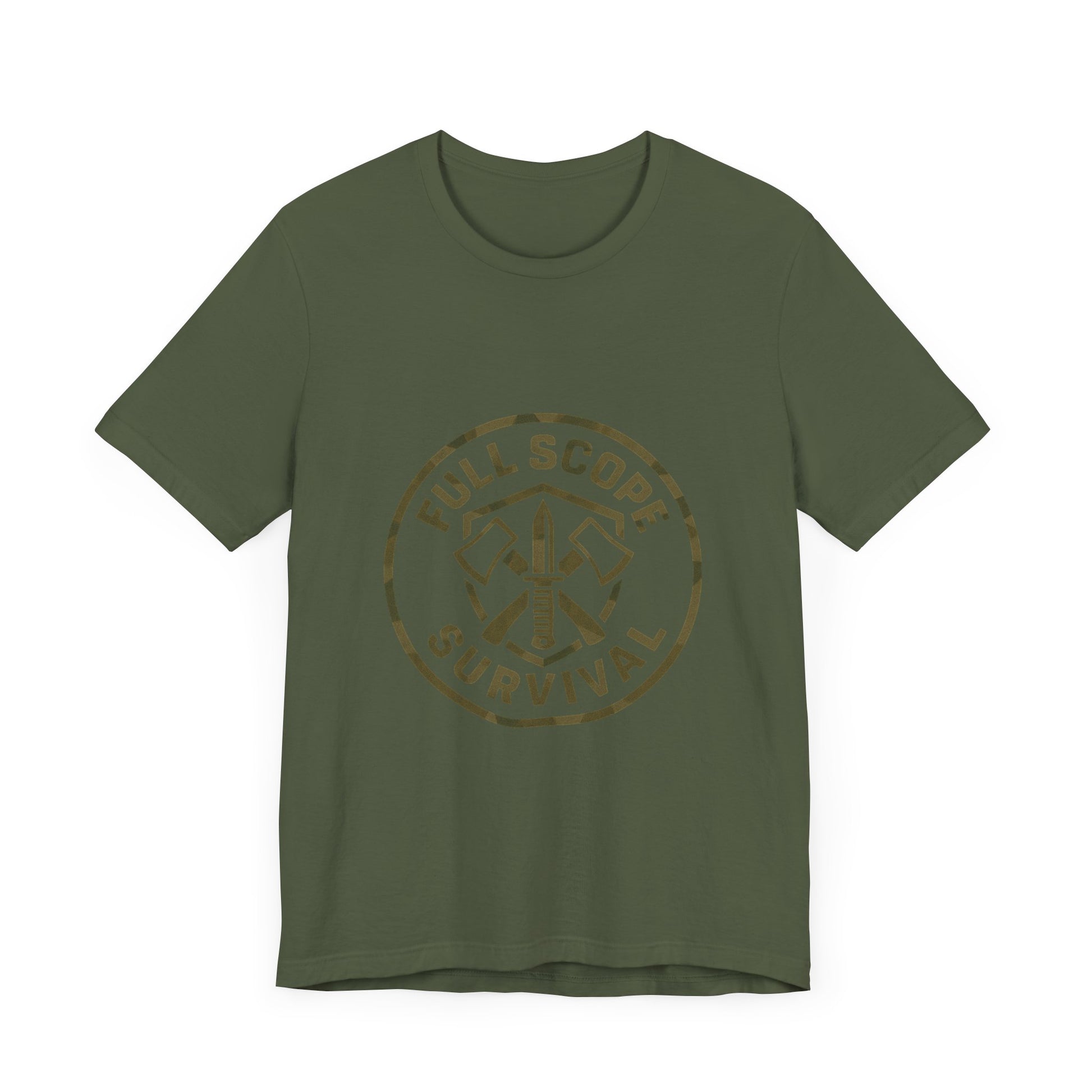 Soft Cotton Short Sleeve Tee with Ribbed Knit Collar - Full Scope Survival 