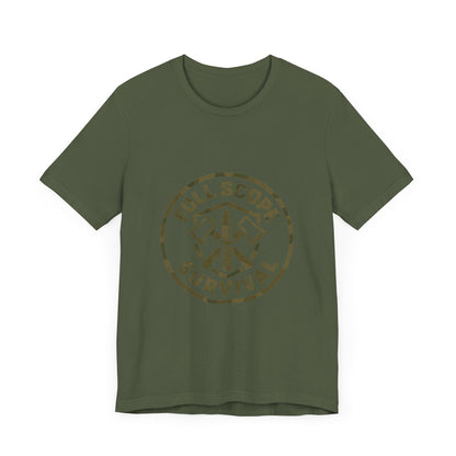 Soft Cotton Short Sleeve Tee with Ribbed Knit Collar - Full Scope Survival 