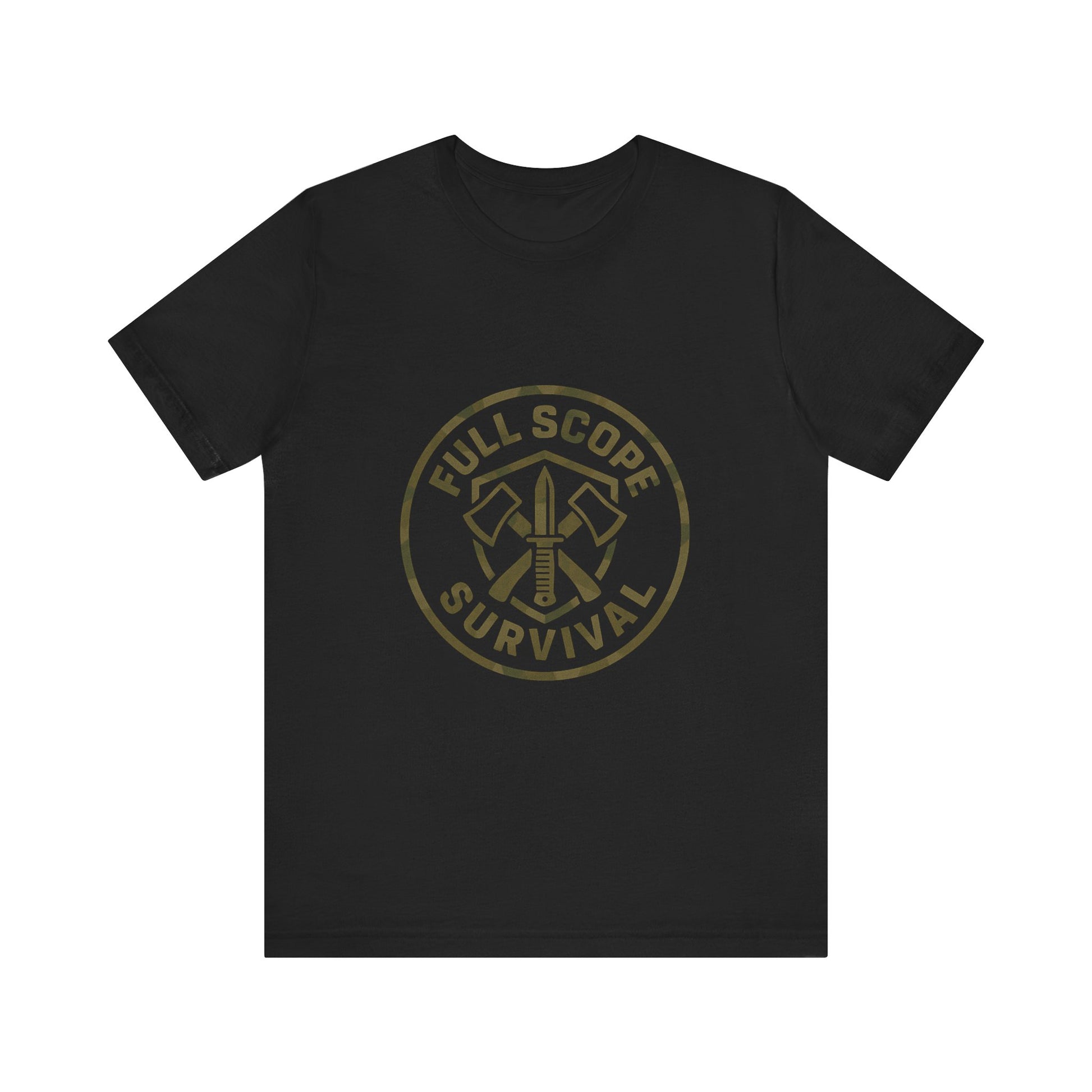 Soft Cotton Short Sleeve Tee with Ribbed Knit Collar - Full Scope Survival 