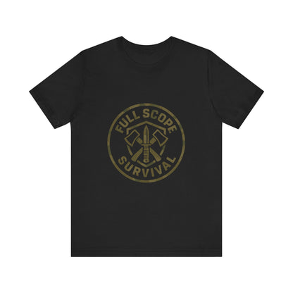 Soft Cotton Short Sleeve Tee with Ribbed Knit Collar - Full Scope Survival 