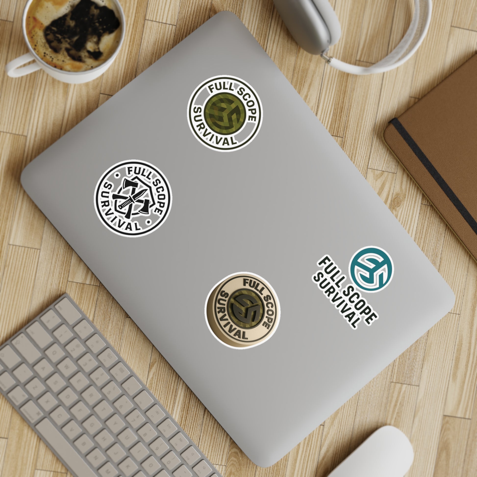 Survival-Themed Sticker Sheet Bundle | 5pcs of Motivational Decals for Adventurers, Laptop, Journal, Car, Gift Idea - Full Scope Survival 