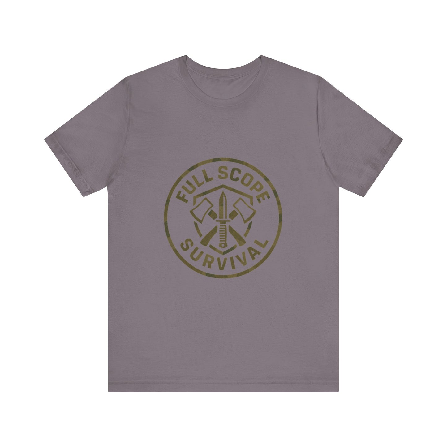 Soft Cotton Short Sleeve Tee with Ribbed Knit Collar - Full Scope Survival 