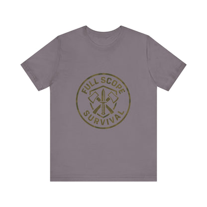 Soft Cotton Short Sleeve Tee with Ribbed Knit Collar - Full Scope Survival 