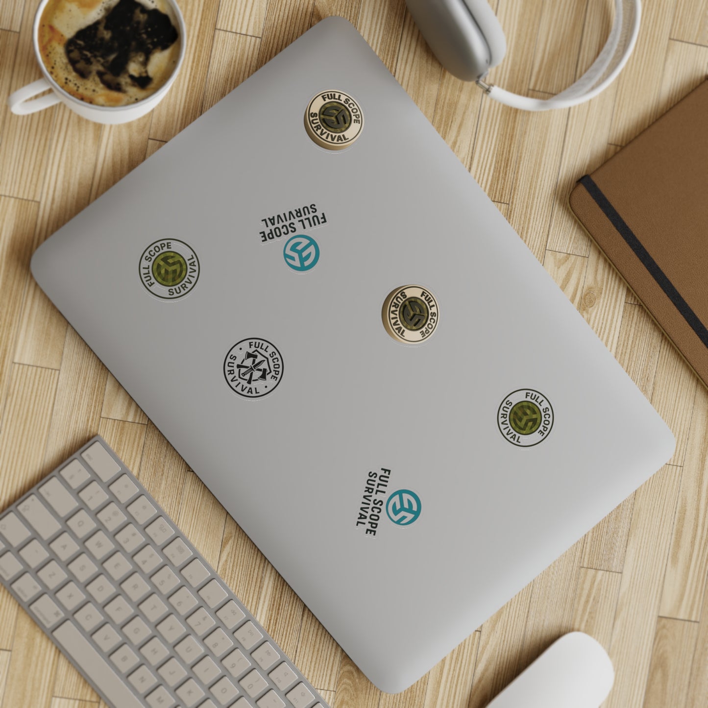 Survival-Themed Sticker Sheet Bundle | 5pcs of Motivational Decals for Adventurers, Laptop, Journal, Car, Gift Idea - Full Scope Survival 