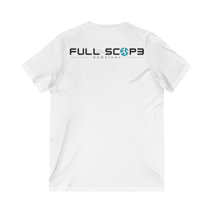 Survival-Themed V-Neck Tee | Adventure Shirt, Gift for Outdoor Lovers, Casual Wear, Survival Enthusiasts, Perfect for Gifts - Full Scope Survival 