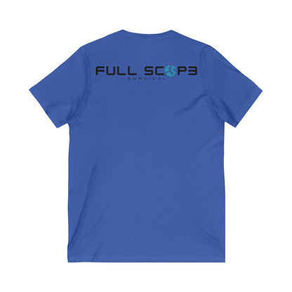 Survival-Themed V-Neck Tee | Adventure Shirt, Gift for Outdoor Lovers, Casual Wear, Survival Enthusiasts, Perfect for Gifts - Full Scope Survival 