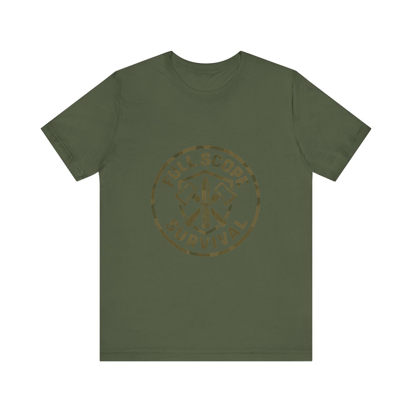 Soft Cotton Short Sleeve Tee with Ribbed Knit Collar - Full Scope Survival 