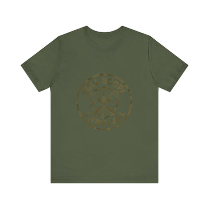 Soft Cotton Short Sleeve Tee with Ribbed Knit Collar - Full Scope Survival 