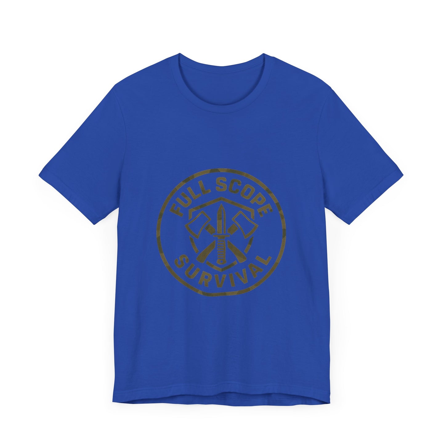 Soft Cotton Short Sleeve Tee with Ribbed Knit Collar - Full Scope Survival 