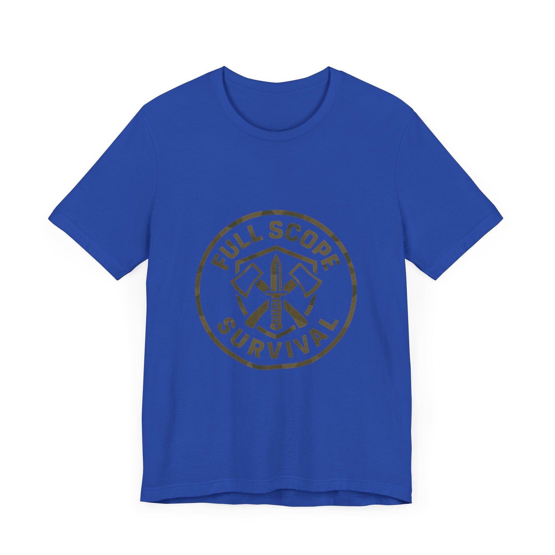 Soft Cotton Short Sleeve Tee with Ribbed Knit Collar - Full Scope Survival 